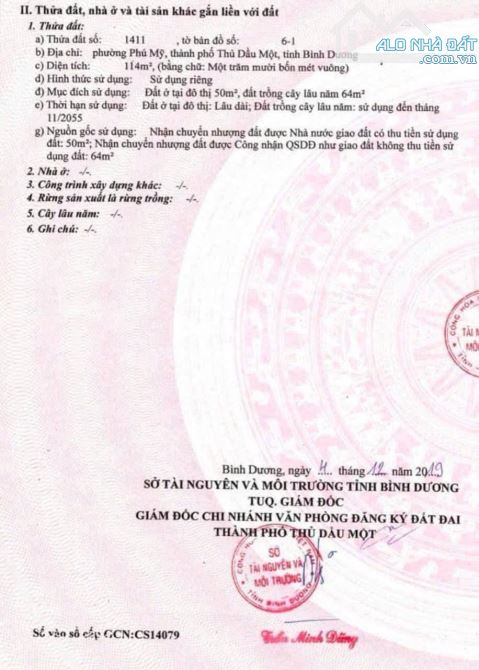 BÁN ĐẤT PHÚ MỸ – TDM  DT: 5,6 x 20m = 112m² – thổ cư 50m² - 3