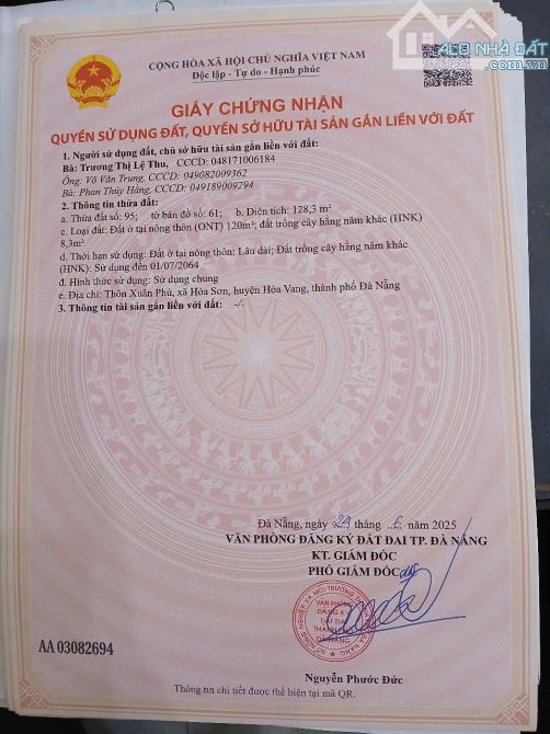 📌📌📌LÀM VIỆC TRỰC TIẾP GIÁ TỐT !!! bán lô đất  thôn Xuân phú - xã Hòa Sơn - 3
