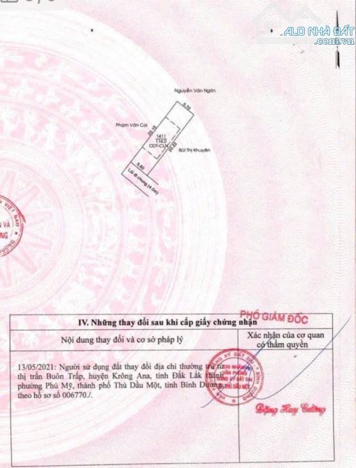 BÁN ĐẤT PHÚ MỸ – TDM  DT: 5,6 x 20m = 112m² – thổ cư 50m² - 4