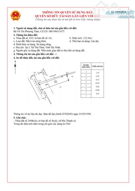 5×24 thổ nhi thành Thủ Thừa 659 triệu Đường bê tông xe tải giá rẻ ngộp - 5