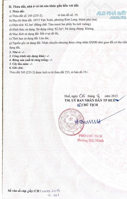 Bán đất 82,3m2 mặt tiền đường Bửu Đình, gần trường Tiểu học Kim Long, TP Huế, chỉ 2,2 Tỷ - 7