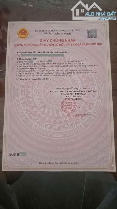 Bán nhà 2,65 tỷ, gần đường Thủ Khoa Huân 100m, p.Thuận Giao, Tp.Thuận An M7117 - 8