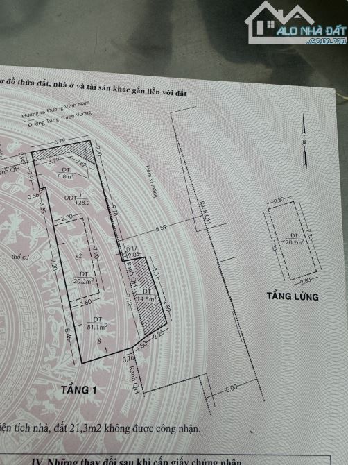 Nhà 2 MT  Tùng Thiện Vương - Nguyễn Quyền 5,79 x 21 Nở Hậu 8,37 - 6