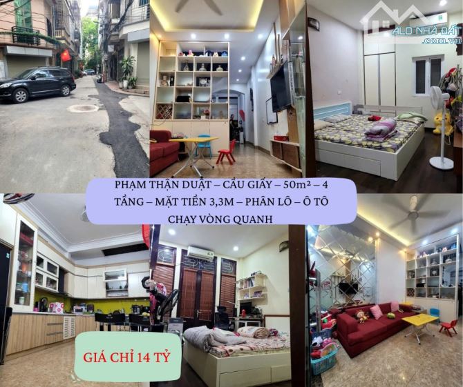 PHẠM THẬN DUẬT – CẦU GIẤY – 50m² – 4 TẦNG – MẶT TIỀN 3,3M – PHÂN LÔ – GIÁ 14 TỶ