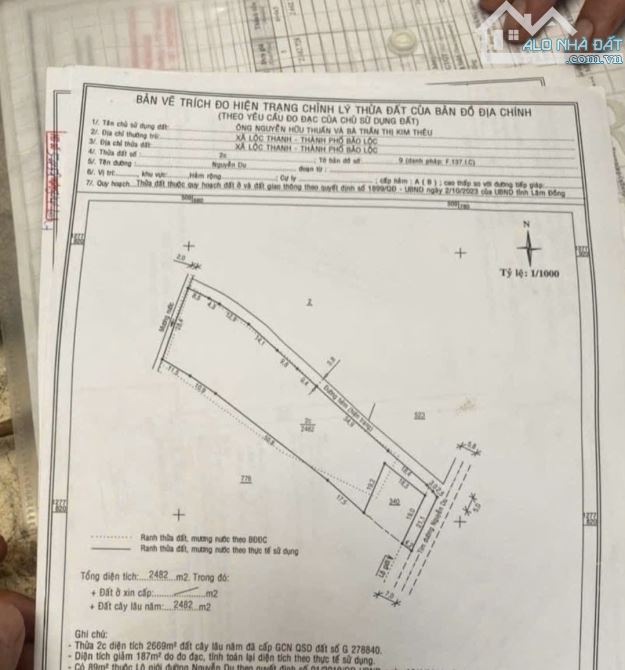 Siêu phẩm 2 mặt tiền! Bán đất mặt tiền Nguyễn Du, phường 1 Bảo Lộc.