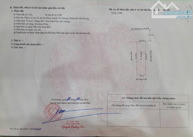 Bán đất trục đường chính chung cư Ngô Yến An Hồng