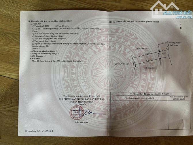 🔷Bán lô 135m tặng kèm nhà cấp 4 trục thôn trải nhựa tại Tân Dương, nay là phường