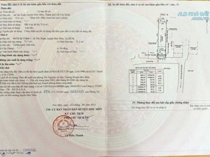 Kẹt tiền bán nhà ở Tân Xuân 6 Hóc Môn 4x18 ( 72m2 ) 650 TRIỆU Sổ hồng riêng sang tên - 1