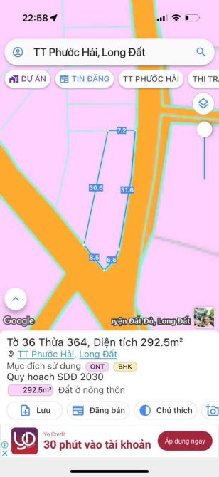 LÔ GÓC 2 MẶT TIỀN THỊ TRẤN PHƯỚC HẢI - CÁCH TỈNH LỘ CHỈ 800M 👉DT 292,5m2 - góc 7m x 30m - 2