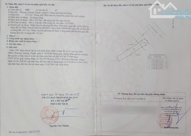 Bán đất Mặt tiền Lò Lu ,Trường Thạnh ,Q9. - giá 9 tỷ 800 TL - DT : 138m2 . thổ cư 108m2 . - 2