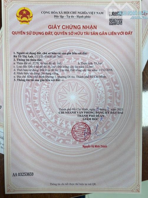 Bán 4lô đất Nguyễn tri phương dĩ an  gần TTHC giá đầu tư - 3