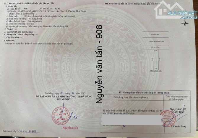 Bán đất đường 7.5m Nguyễn Văn Tấn, Hòa Xuân - Gần Trần Nam Trung - 100m2, Giá 4.6 tỉ TL - 3