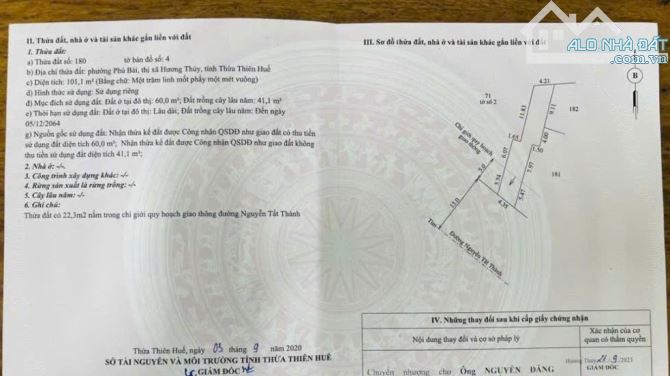 Bán nhà 101,1m2 Mặt tiền đường Nguyễn Tất Thành, phường Phú Bài, TP Huế, chỉ 3,05Tỷ - 5