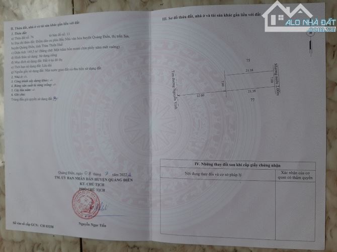 Bán đất 149,5m2 mặt tiền Nguyễn Vịnh, KQH dân cư phía Bắc Nhà văn hóa huyện Quảng Điền - 9