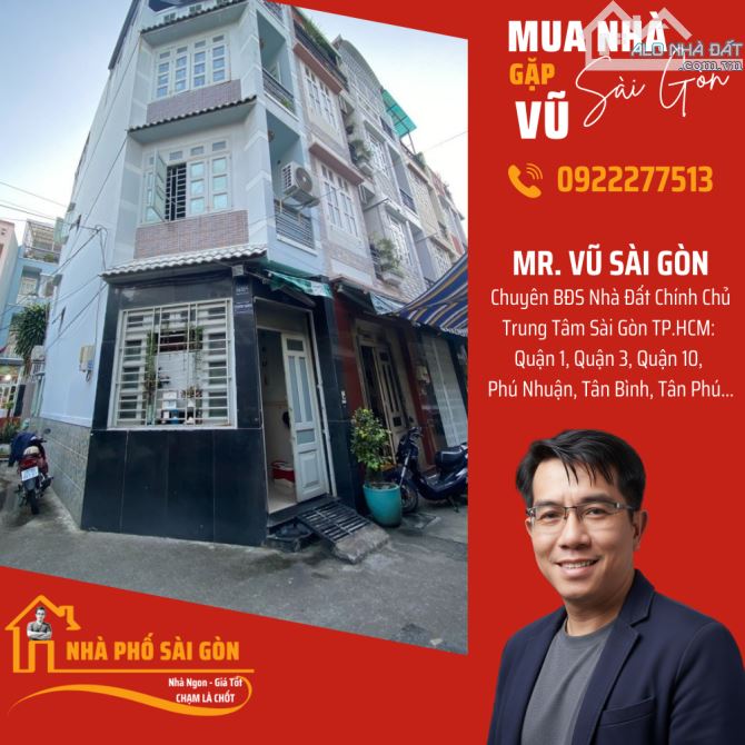 .Khu Bàu Cát: Nhà 4 tầng, căn góc 2 mặt tiền,hẻm xe hơi thông - 37m2 x 4 tầng - giảm 500tr
