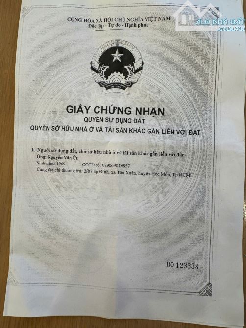 Bán nhà cấp 4 Tân Xuân Hóc Môn,dt 40m2,shr giá 1,9 tỷ