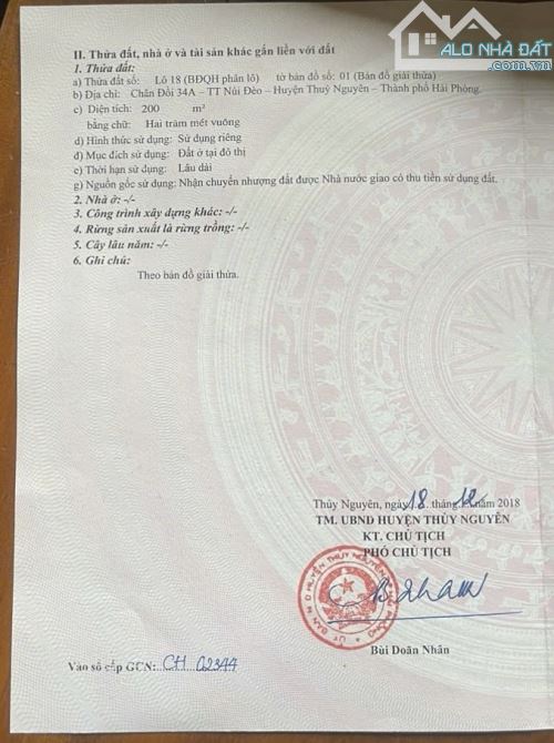 BÁN ĐẤT ĐẸP TẠI TRUNG TÂM THỊ TRẤN NÚI ĐÈO – THỦY NGUYÊN, HẢI PHÒNG