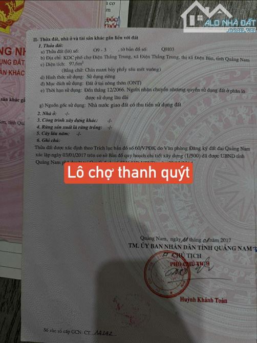 📌📌📌LÀM VIỆC TRỰC TIẾP GIÁ TỐT !!!bán lô đất gần chợ thanh quýt,điện thắng trung