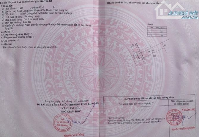 Nền thổ cư _dt 117m2 đường Liên ấp 4M, Long Hoà, Cần Đước LA, giá rẻ 1 tỷ 050 - 1
