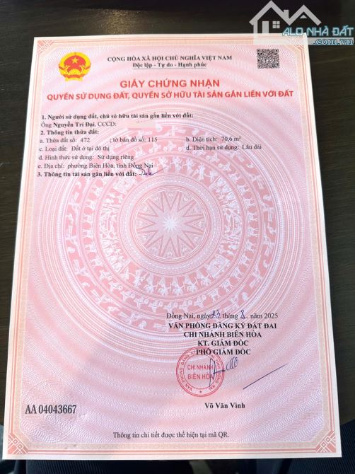 DỰ ÁN MỚI RA MẮT – 9 LÔ ĐẤT P. BIÊN HOÀ (Bửu Hoà cũ). Giá Đầu Tư - 1