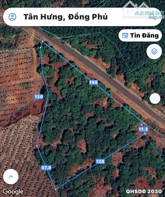 1.2Ha Tân Hưng Đồng Phú có 158m mặt tiền đường nhựa giá 3 tỉ - 1