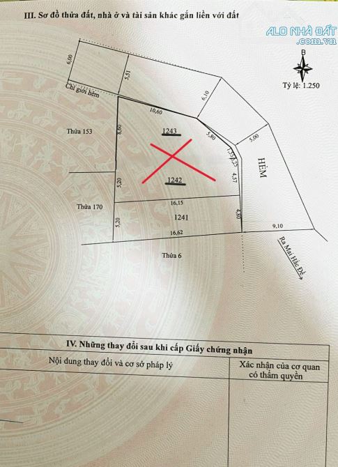BÁN LÔ ĐẤT MAI HẮC ĐẾ, TRUNG TÂM P6 ĐÀ LẠT -Diện tích:162,88m - Toàn bộ thổ cư. (2 sổ riên - 3