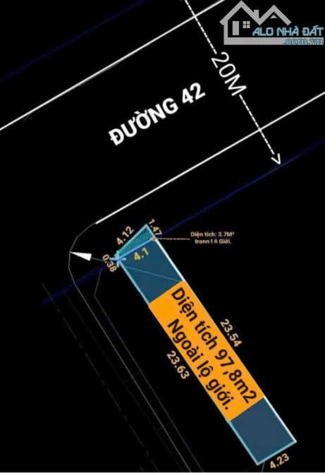 BÁN ĐẤT THỔ CƯ MẶT TIỀN ĐƯỜNG SỐ 42, BÌNH TRƯNG ĐÔNG QUẬN 2  đường 20M, Giá TL - 3