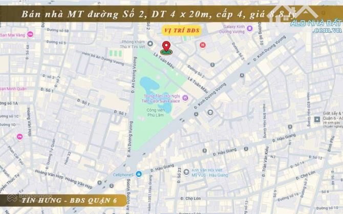 Bán nhà MT đường Số 2, Quận 6, DT 4 x 20m, cấp 4, giá 8.8 tỷ (Tín Hưng) - 1