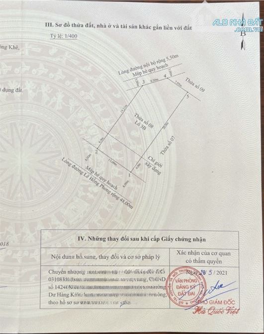 CHỈ 80 TỶ LÔ ĐẤT MẶT ĐƯỜNG LÊ HỒNG PHONG GẦN KHÁNH HỘI