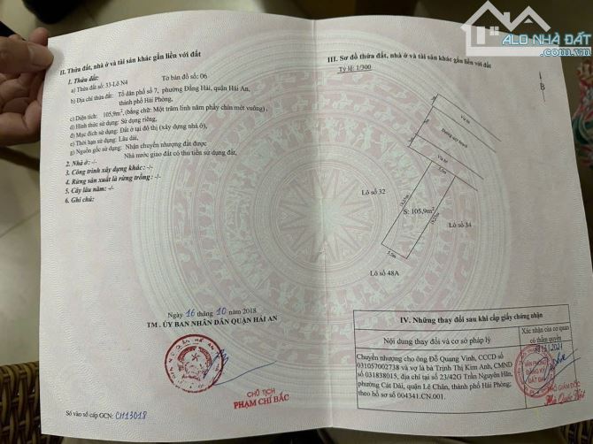 Bán đất trong khu Phúc Lộc Đường Lê Hồng Phong diện tích 105,9m