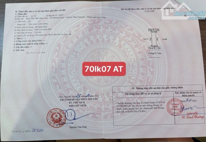 Bán 2 Lô Đất Đẹp LK07 – Khu TĐC Bắc Sông Cấm, Thủy Nguyên, Hải Phòng