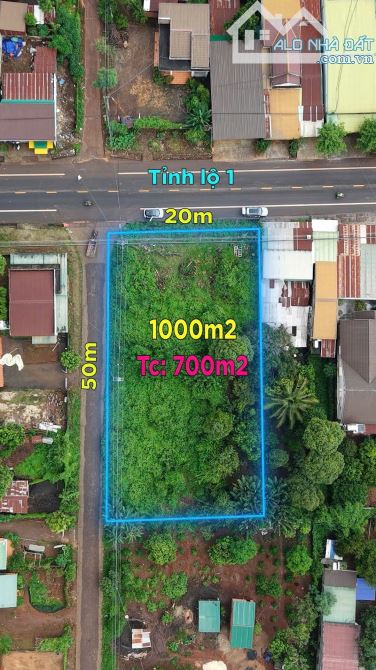 GÓC 2 MẶT TIỀN – TỈNH LỘ 1 BUÔN NIÊNG, XÃ EA NUÔL 20x45m, 9Tỷ900