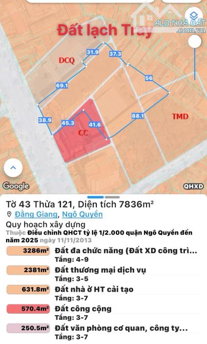 Lô đất 7836m to nhất mặt đường phố Lạch Tray gần Hoàng Huy - 1