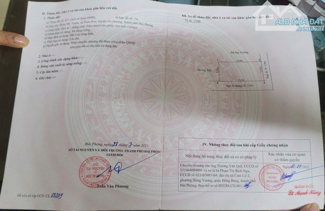 ✅Đất Mỹ Tranh, Nam Sơn 59m2 ngang rộng hơn 5m - Đường ô tô nhỏ vào tận đất - Giá: chỉ 1,2 - 1