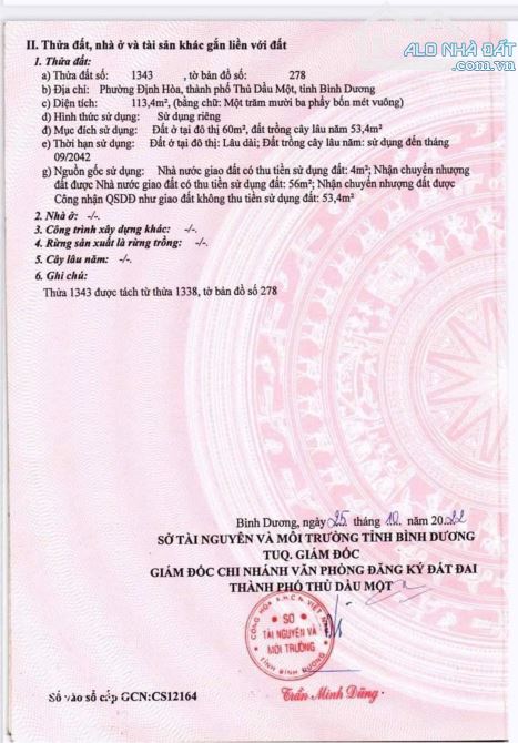 Đất mặt tiền Dx084, Định Hoà. Dt 4,5x25(60tc) giá 1tỷ950 - 2