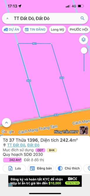 MẶT TIỀN ĐƯỜNG CÁCH MẠNG THÁNG TÁM - TRUNG TÂM THỊ TRẤN ĐẤT ĐỎ - NGAY QUỐC LỘ 55  🌈🌈🌈DT - 2