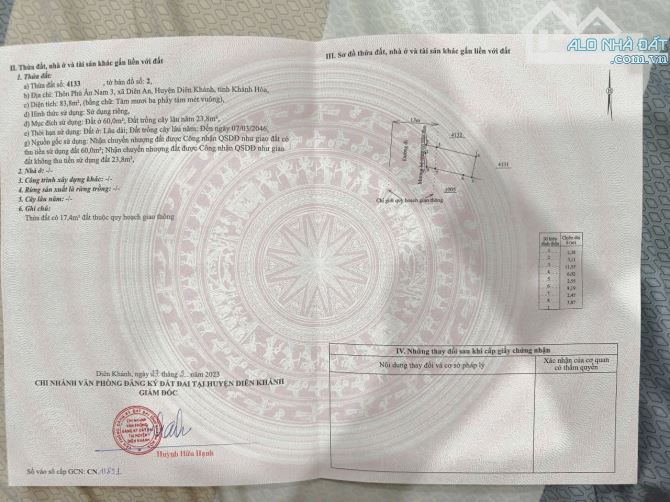 Bán lô đất đẹp Diên An, Diên Khánh thuộc thôn Phú Ân Nam 3 chỉ 1,49 Tỷ đã xin được GPXD - 3