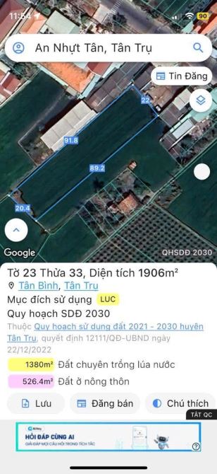 2264m2 có 358m2 thổ mặt tiền nhựa 832 ngay trường học an nhựt Tân trụ 6,4 tỷ ngộp - 3