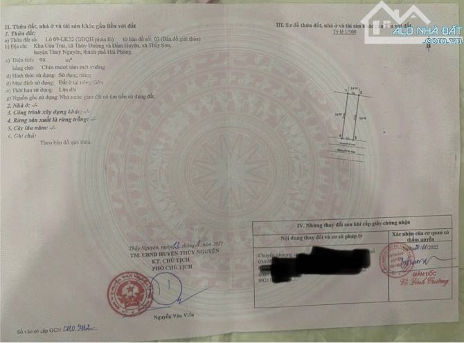 Chuyển nhượng lô đất khu Cửa Trại , Phường Thuỷ Nguyên ( xã Thuỷ Đường ) tp Hải Phòng - 2