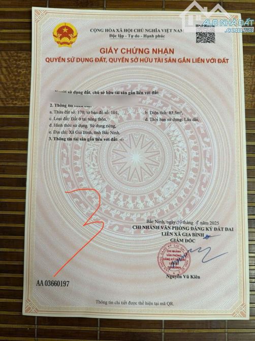 Bán lô đất thổ cư trung tâm thị trấn Gia Bình Bắc Ninh - 3