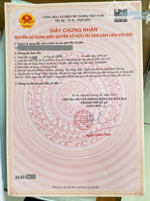 3Tỷ350__109m2__Đất hướng Đông Nam, gần chợ Tân Long__hẻm xe hơi, ra chợ Đoàn Thị Kia 200m - 4