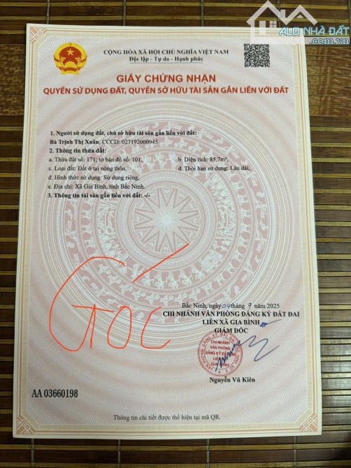 Bán lô đất thổ cư trung tâm thị trấn Gia Bình Bắc Ninh - 4