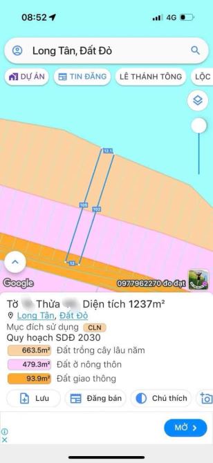 HỒ LỒ Ô - LONG TÂN - ĐẤT ĐỎ - BRVT; mặt tiền đường nhựa, mặt hồ nước quanh năm cực đẹp