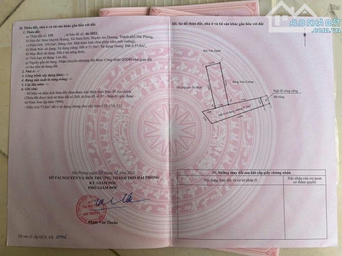 Bán đất 51,9m2 tại Quỳnh Hoàng, Nam Sơn, An Dương giá 1,28 tỷ