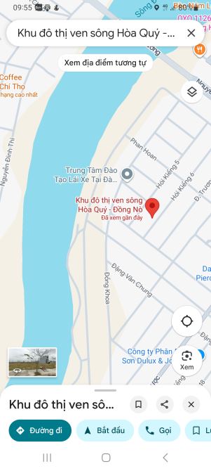 LÔ ĐẤT BIỆT THỰ VÍP 2 MẶT TIỀN KĐT VEN SÔNG HÒA QUÝ_DT 260M2_NGANG 10M _CHỈ 13.2 TỶ