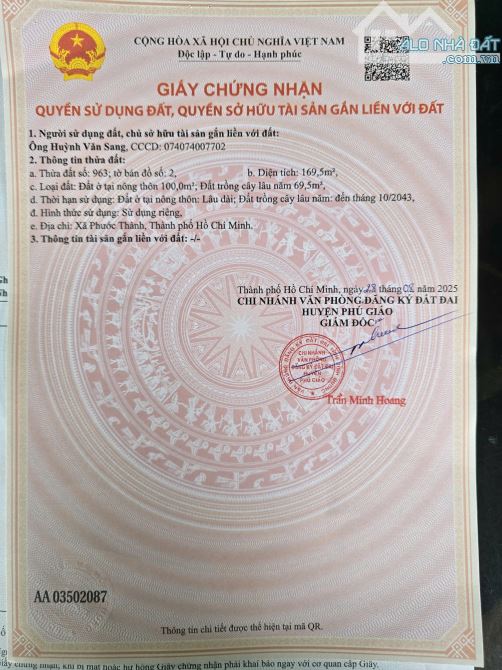cần bán nền đất thuộc HCM 2. hộ khẩu thành phố đông dân nhất VN chỉ với 550tr