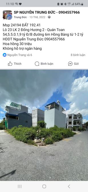 Siêu Phẩm Bán đất lô góc cực đẹp 50,5m² tại Đống Hương, Quán Toan, Hồng Bàng, Hải Phòng