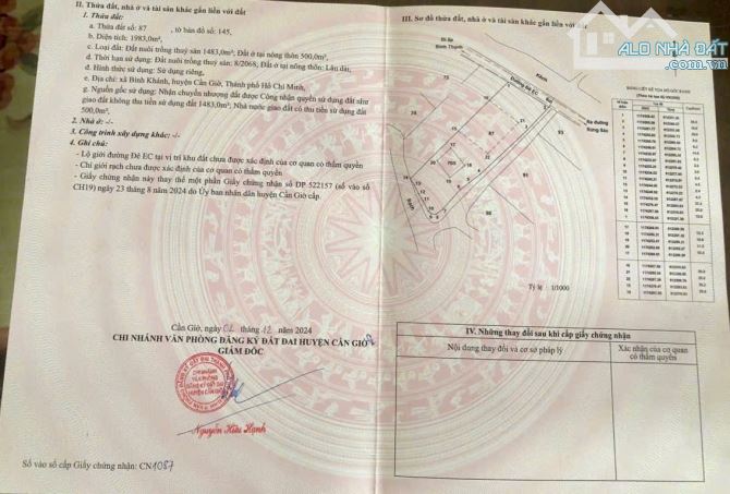 Bán lô đất mặt tiền đường Trần Quang Nhơn (EC), Bình Khánh, Cần Giờ