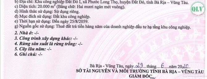 Bán 3 lô đất 69.000 m2 kcn Đất Đỏ - Bà Rịa Vũng Tàu
