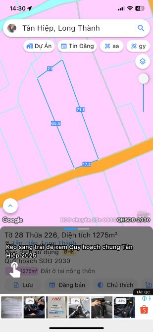 Bán gần 1 sào 3 bàn cờ tân hiệp giá mềm đầu tư